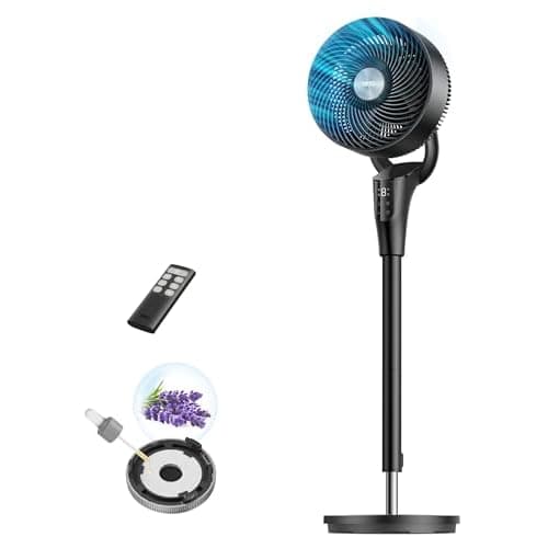 DREO Fan for Bedroom, 2026 Upgraded, 90ft Airflow, 20dB Quiet Fan, 90° Oscillating Standing Fan for Whole Room, DC Motor, 8+H Speeds, 3 Modes,