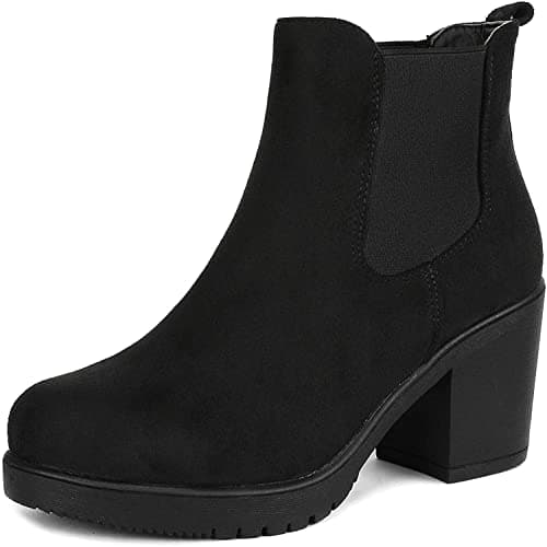 DREAM PAIRS Women's Chelsea Ankle Boots Fall Booties Shoes | High Chunky Block Heel Slip On Ankle Booties,Elastic Heeled Short Booties,fashion chelsea