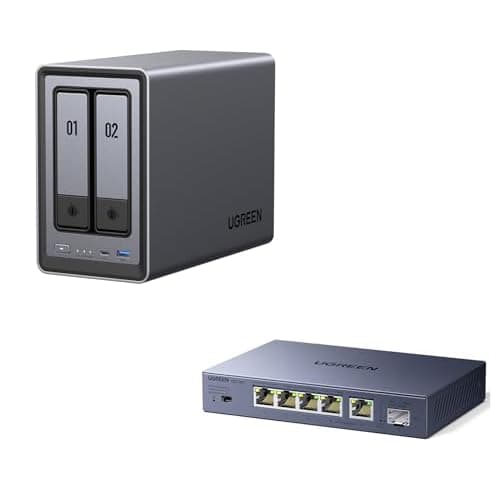 UGREEN NASync DXP2800 2-Bay Desktop NAS Bundle with 2.5gb Switch