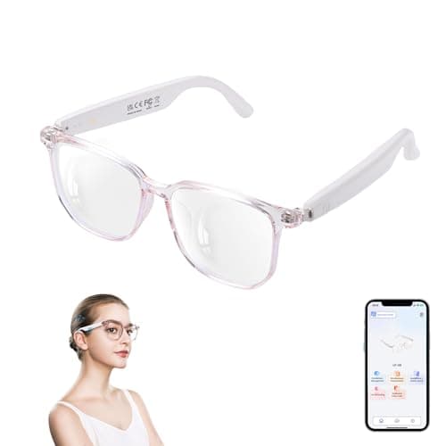 AI Smart Glasses for Women Men, Clear Frame Blue Light Glasses, Real-Time Translation（160+Languages), Photo Translation, No Subscription, Bluetooth