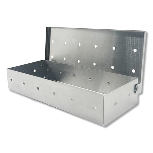 Realcook Wood Chips Smoker Box: Stainless Steel BBQ Smoking Box | Grilling Basket Smoker Firebox Accessories for Indoor & Outdoor Charcoal Gas Grill