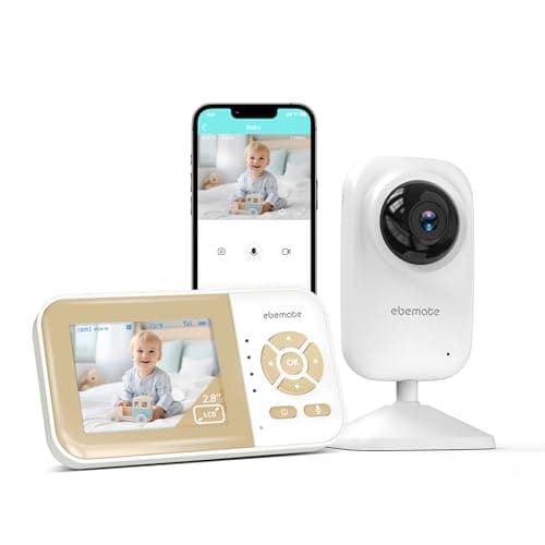 ebemate Audio & Video Baby Monitor | 2.8" LCD Screen | 1200FT Long Range | Temperature & Feeding Alerts | No-Glow Night Vision | 2-Way Talk EBE29