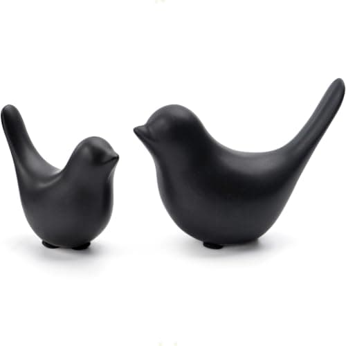 Notakia Small Birds Statues Home Decor Modern Style Decorative Ornaments for Living Room Decor, Bedroom, Office Desktop, Cabinets (Black 2Pcs Birds)