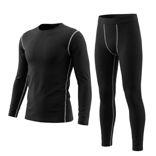 LANBAOSI Boys & Girls Long Sleeve Compression Shirts and Pant Thermal Set | Thermal Layer Traps Heat, Stretchy Material for Full Motion, Unisex Kids'