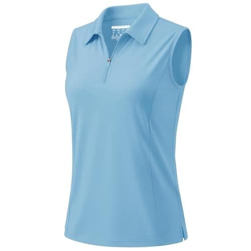 MAGCOMSEN Womens Golf Shirt Sleeveless Polo Quarter Zip Tennis Tank Tops | UPF 50+, 1/4 Zip Collar, Princess Seam, Moisture-wicking, Quick Dry,