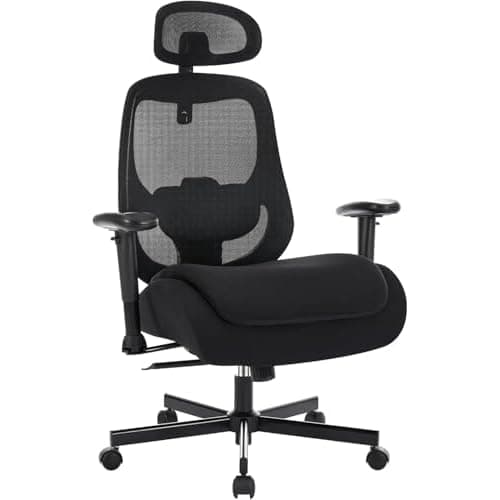 Office Chair with Ergonomic Lumbar Support and Mesh Back for Home Office, Desk Chair with Wide Seat and Adjustable Arms for Computer Desk, Computer