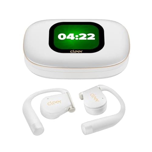 Cleer ARC 5 Open Ear Earbuds with Dolby & THX Audio, White | True wireless Bluetooth with earhooks, 60H playtime, fast charging,IPX7