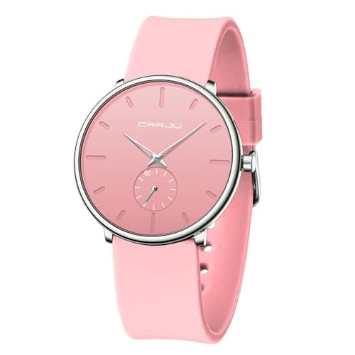 CRRJU Men’s Women Watch Casual Stylish Waterproof Quartz Unisex Wristwatches, Ultra Thin Watches for Men Women, Colorful Silicone Band