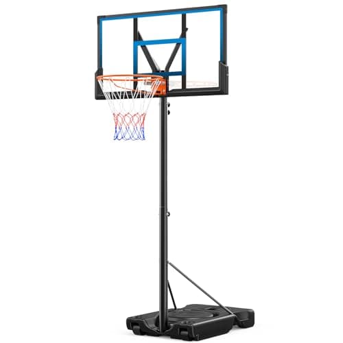 Yohood 46" 10FT Basketball Hoop Outdoor - Portable Basketball Goal Adjustable Hoops & Goals with Solid Steel Rim & Extra-Large Base for