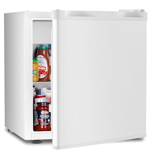 Antarctic Star Mini Fridge Compact Refrigerator with Freezer, Single Reversible Door, Dorm Fridge, Wire Shelf, Defrost Button, for Bedroom, Office,