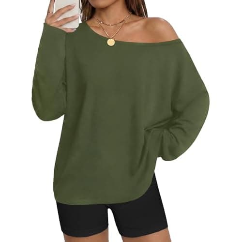 rosemia Womens Off The Shoulder Tops Oversized Long Sleeve Shirts Casual Blouses 2026