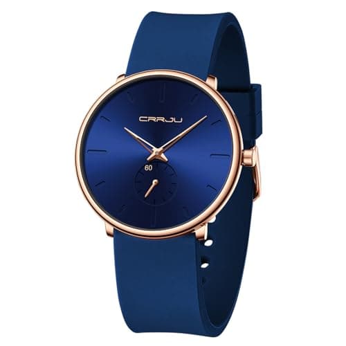 CRRJU Men’s Women Watch Casual Stylish Waterproof Quartz Unisex Wristwatches, Ultra Thin Watches for Men Women, Colorful Silicone Band