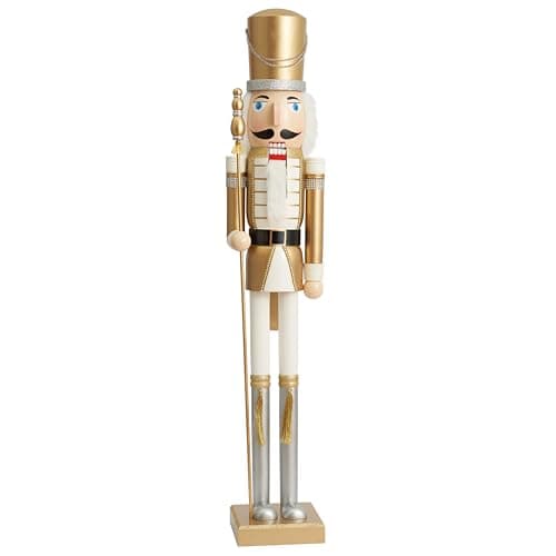 THE TWIDDLERS 48 Inch/ 4ft Large Giant Nutcracker Christmas Decor (Guard) Life Size Nutcracker Wooden Figure, Christmas Decorations Xmas Ornaments,