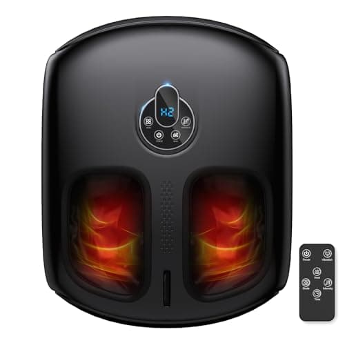 Foot Massager with Heat, 4 Modes & Vibration & Compression & Rolling for Feet Toes Relief, Electric Shiatsu Foot Massager with Remote, Fits Up to