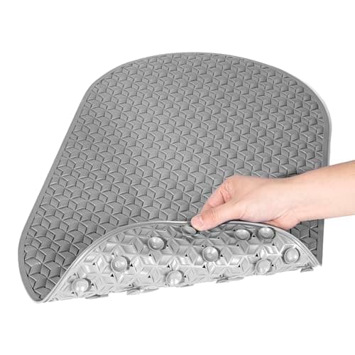 Non Slip Bath Mat with 112 Suction Cups and Non-Smell Extra Soft TPR Material and Drain Holes, Machine Washable Bathroom Shower Mat for Kids and