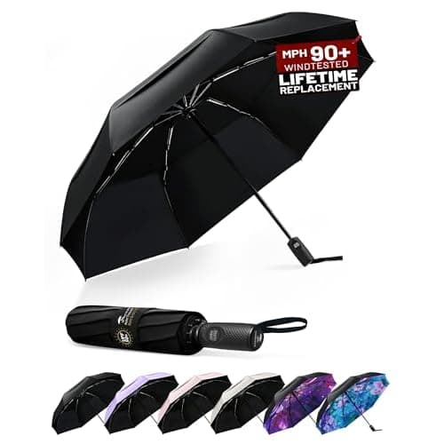 SY COMPACT Strongest Travel Umbrella – Windproof Compact Umbrella for Rain, Small, Lightweight & Portable Folding with UV Protection, Auto