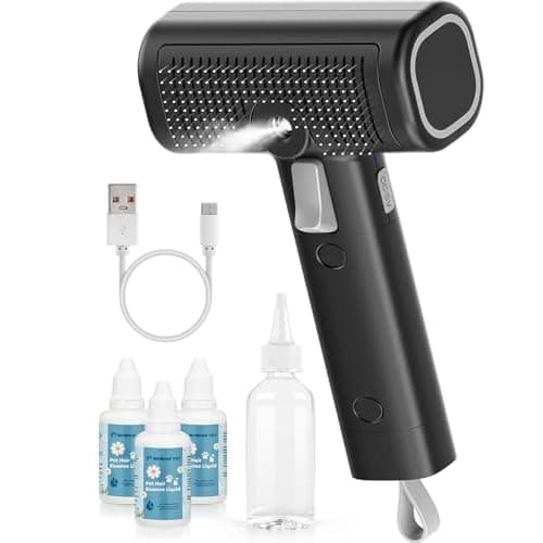Pet Steam Brush for Dog & Cat with 3 Waterless Shampoo, Bath Shower Comb for Shedding & Grooming & Massaging Water Spray Brush for Long & Short Haired