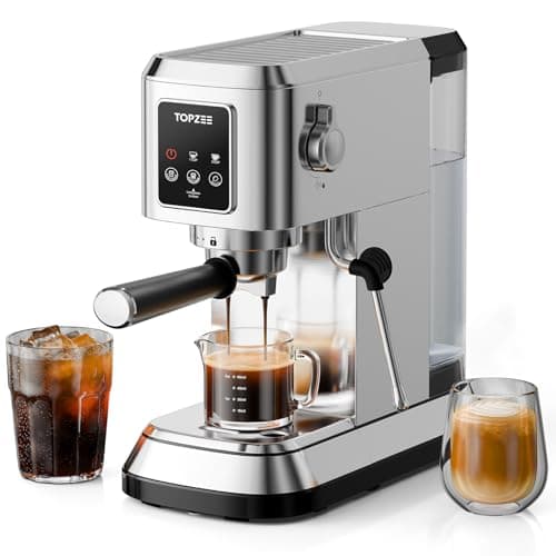 topzee Espresso Machine 20 Bar, Compact Coffee Maker with Milk Frother & Cold Brew Function, 52oz Removable Water Tank, Stainless Steel Cappuccino,