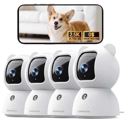 2.5K Indoor Security Camera 4pack, Free AI Person/Pet/Cry Detection, 4MP Baby/Dog/Cat/Pet Camera with Phone App, Pan Tilt WiFi, Night Vision, Full