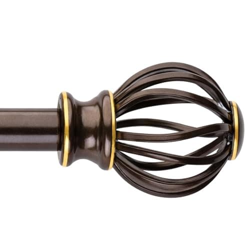 Curtain Rods for Windows 30-144 Inch Adjustable Heavy Duty Metal,1 Inch Pipe Decorative Modern Rustic Blackout Drapery Rods with Twisted Cage Finials