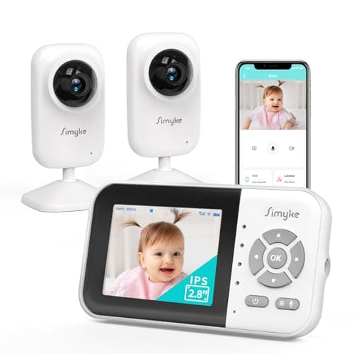Simyke Upgrade Video Baby Monitor with 2 Cameras and Audio 2.8" Screen,Night Vision,APP,Wireless,2-Way Talk,1200ft Long Range,Feeding