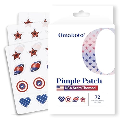 Star Pimple Patches for Face - 72Pcs (14mm) Hydrocolloid Acne Patches, USA Stars Themed Zit Patches for Kids, Teens & Adults, 4th of July Parties,