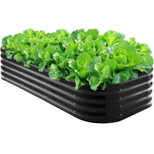 Galvanized Steel Raised Garden Bed 8x2ft Oval – 17" Tall 9-in-1 Modular Metal Planter Box for Vegetables & Flowers, Rust-Proof Outdoor Garden Bed