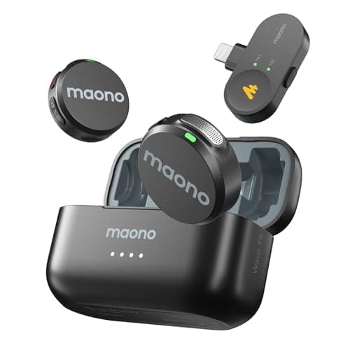 MAONO Wireless Lavalier Microphone for iPhone 14 & Below, MFi Certified Lightning Plug, 48KHz 24Bit, 1000ft Range, Voice Filter, Noise Cancellation,