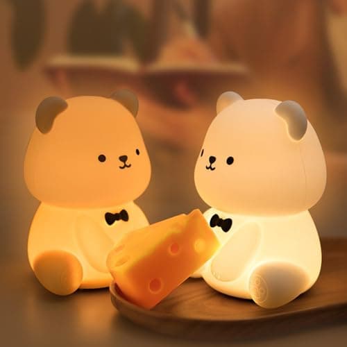 Bear Night Lamp- 30min Auto-Off Kids Toddler Nursery Bedside Nightlight, 3 Brightness Modes 6 Light Colors Night Light for Bedroom, Birthday