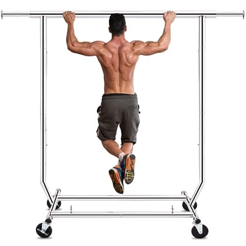 HOKEEPER Clothes Rack, Rolling Clothing Racks for Hanging Clothes, Portable Clothes Rack with Lockable Wheels, Commercial Heavy Duty Garment Rack for