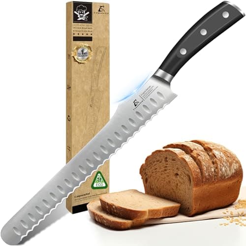CoquusAid Bread Knife for Homemade Bread, 10.6 Inch Multifunction Serrated Knife, Razor Sharp Slicer, High Carbon German Steel Bread Cutter, Ergonomic