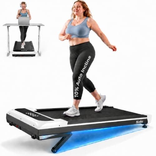 Niceday Walking Pad Treadmill with 10% Auto Incline, 400lbs Capacity, Under Desk Treadmill for Home Office, 3HP Super Quiet, Magnetic Remote & Preset