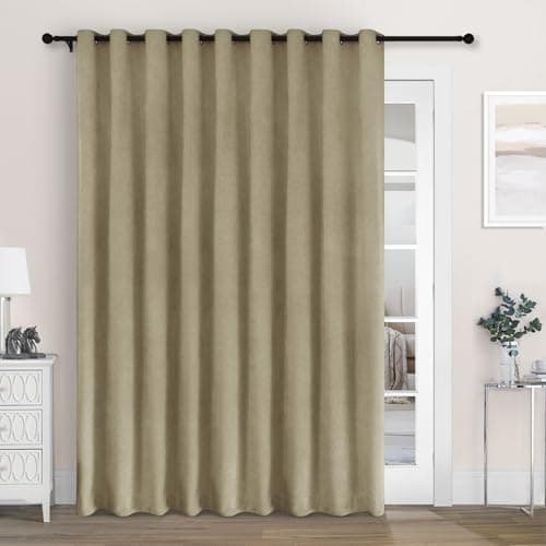 Macochico Extra Wide 100% Blackout Chenille Curtains 100" Wx96 L Thermal Drapes for Sliding Door Living Room Bedroom Auditorium Hotel Soil Brown