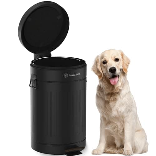 PAWZIDEA Dog Poop Trash Can Outside Odor Control, 3.1 Gallon Outdoor Trash Can with Lid, Waterproof Pet Waste Disposal Container, Small Poop Bin Step