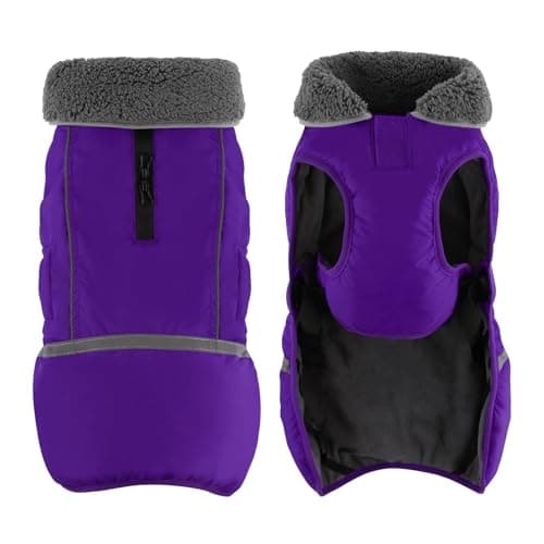 Doglay Dog Coat, Waterproof Dog Jacket Pet Winter Coat for Cold Weather with Thicken Furry Collar, Reflective Puppy Winter Jacket Warm Fleece Lining