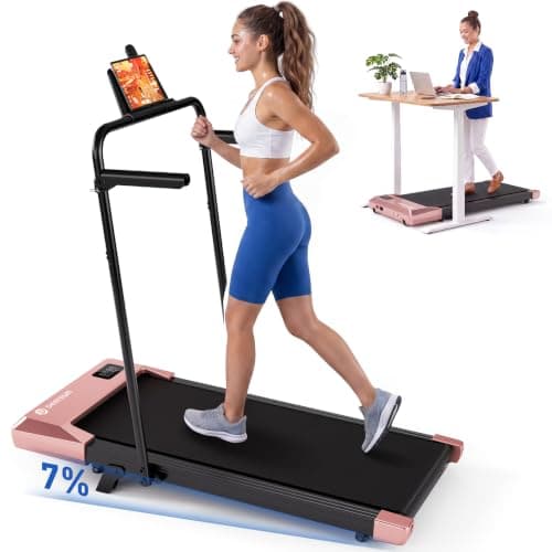 DeerRun 6% Incline Walking Pad, 2.5HP Quiet Under Desk Treadmill with 300lbs Capacity, 3.8MPH, App & Remote Control, Walking Pad Treadmills for Home