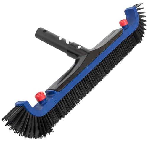 POOLAZA 20" Pool Brush Head with Aluminum Handle, Curved Ends | Reinforced Brush Body with Aluminum Handle, BPT Bristles, Curved Ends & EZ Clip, 20"