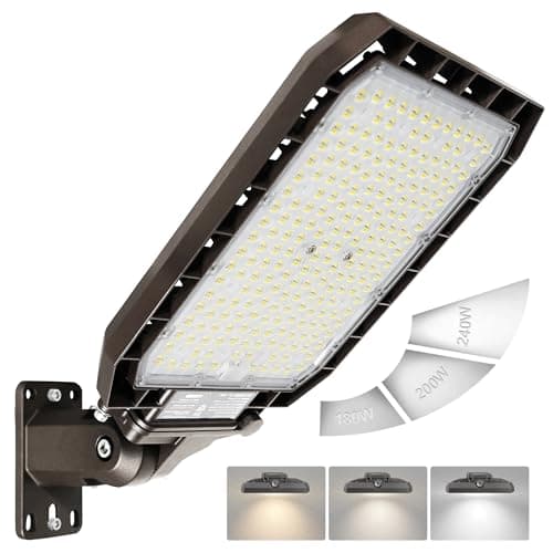 HiBay 3-Wattage 3-CCT LED Parking Lot Light,180-240W Security Flood Fixture | 38400LM 160LM/W Eqv 900W HID, Dusk to Dawn & Timmed Dimming, Wall/Pole