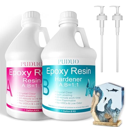Epoxy Resin Crystal Clear Art 1 Gallon with Pump Kit for Coating, Casting, Art, Jewelry, Tabletop, Bar Top, Live Edge Tables, Fast Curing 2 Part Epoxy