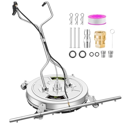 30" Pressure Washer Surface Cleaner Ultra with 7 Nozzles Water Broom, Stainless Steel Dual Handle Power Washer Surface Cleaner Hot Water Supported for