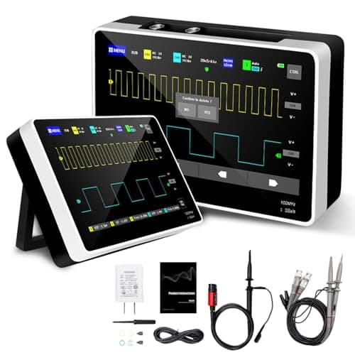 [FNRSI Upgraded 1013D Plus 100X Probe] Oscilloscope Portable Digital Tablet Oscilloscope with 2 Channels 100Mhz Bandwidth 1GSa/s Sampling Rate 7" TFT