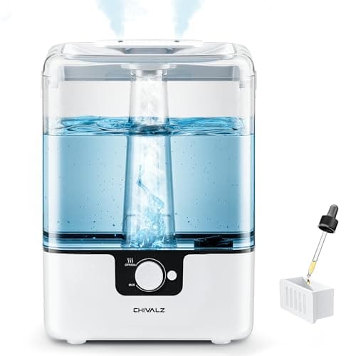 CHIVALZ Humidifiers for Bedroom Large Room, 6L Cool Mist Top Fill Humidifier with Essential Oil Diffuser, 26dB Quiet Ultrasonic Humidifier for Baby
