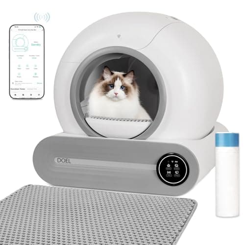 DOEL Upgraded Automatic Cat Litter Box, Robot Self Cleaning Litter Box for Multiple Cats, APP Control, Cat Toilet Records, 2.3 Ft³ Large Space,