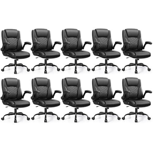 Leather Office Chair, PU Home Computer Desk Chairs with Ergonomic Back Support, 360°Swivel Free，Small Gaming Chair with Wheels and Adjustable