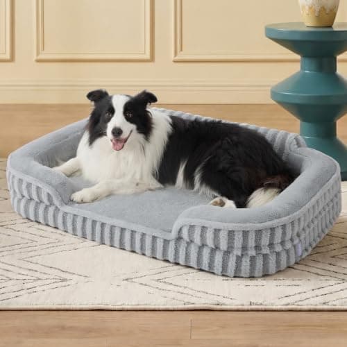 LE SURE Cute Cozy High Back Orthopedic L Plus Dog Bed,38" Grey | Waterproof Pet Bed with Sides, Aesthetic Comfy Egg-Crate Foam Pet Couch Sofa,