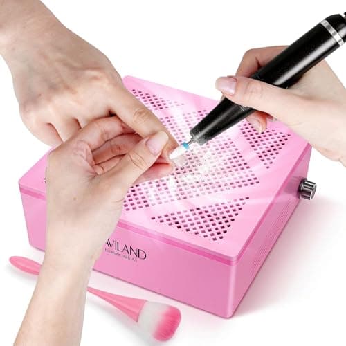 SAVILAND Nail Dust Collector, 60W Powerful Nail Vacuum Dust Collector Cleaner, Compact Dust CollectorTech with Dust Brush, Reusable Filter Manicure