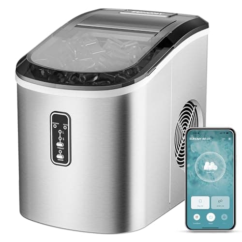 EUHOMY Smart Ice Makers Countertop -26lbs in 24 Hours, 9 Cubes Ready in 8Mins, Self-Cleaning Countertop Ice Maker, Portable Ice Maker with Ice Scoop