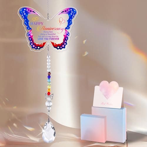 Handcrafted Rainbow Butterfly Suncatcher for Home, Office, Bedroom, Living Room, Butterfly Sun Catcher, Gift for Women Friend Mom Christmas Birthday