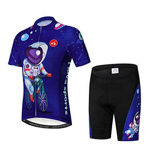 Cycling Jersey Shorts Set Padded Suit Kid's Bicycle Tops Shirt Mountain Bike Riding 190 Medium