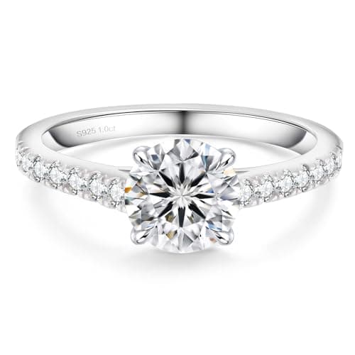 KRKC&CO Moissanite Rings for Women, Anniversary Bridal Promise Gift for Her | 925 Sterling Silver Moissanite Engagement Rings 1.0-3.0 CT, 4-Prong D